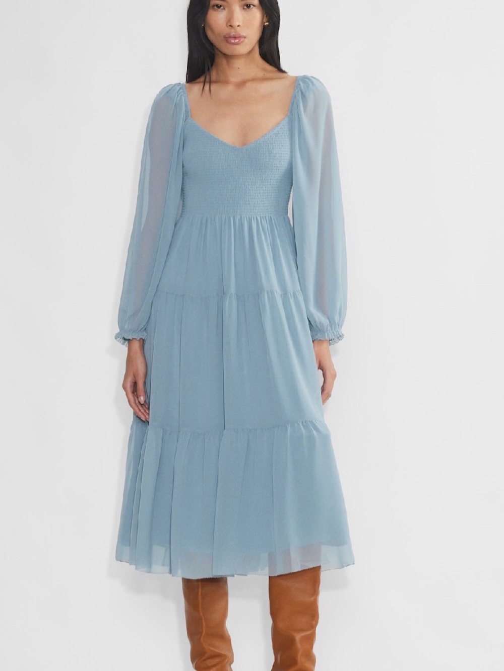 Aritzia Wilfred Tuberose Longsleeve Dress Slab Blue